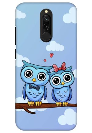cute owl couple printed designer mobile back case cover for redmi 8