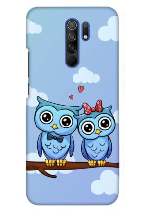 cute owl couple printed designer mobile back case cover for redmi 9 prime - poco m2