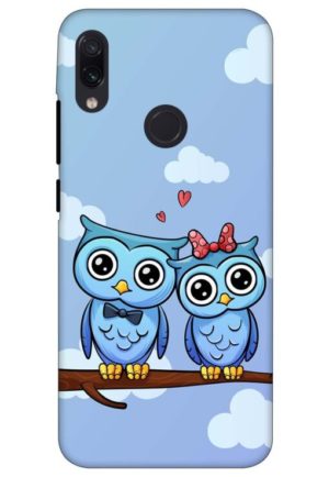 cute owl couple printed designer mobile back case cover for redmi note 7