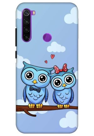 cute owl couple printed designer mobile back case cover for redmi note 8