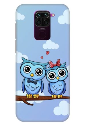 cute owl couple printed designer mobile back case cover for redmi note 9