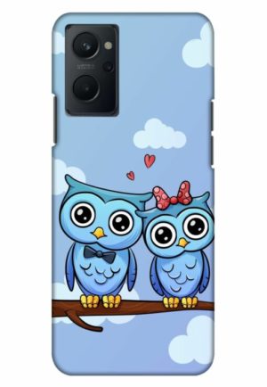 cute owl couple printed mobile back case cover for realme 9i