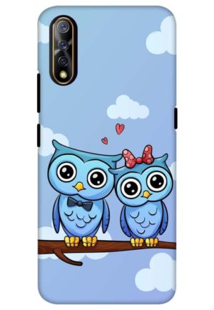 cute owl couple printed mobile back case cover for vivo s1, vivo z1x