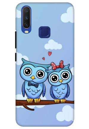 cute owl couple printed mobile back case cover for vivo y12, vivo y15 , vivo y17, vivo u10