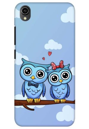 cute owl couple printed mobile back case cover for vivo y90, vivo y91i