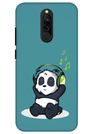 cute panda listning music printed designer mobile back case cover for redmi 8