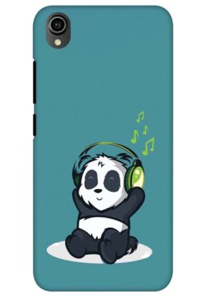 cute panda listning to music printed mobile back case cover for vivo y90, vivo y91i