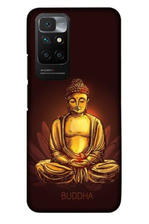 gold bhudha printed designer mobile back case cover for Xiaomi redmi 10 Prime