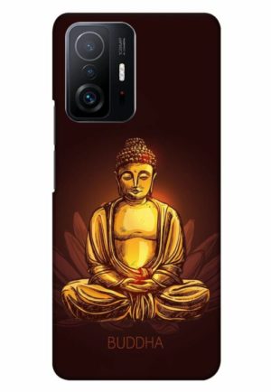 gold bhudha printed designer mobile back case cover for mi 11t - 11t pro