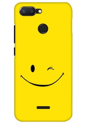 happy smiley printed designer mobile back case cover for Xiaomi Redmi 6