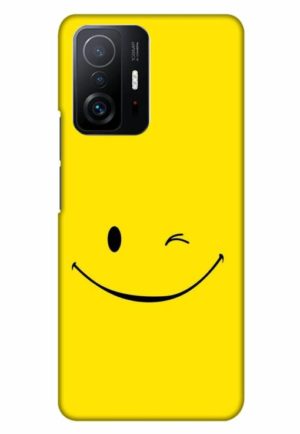 happy smiley printed designer mobile back case cover for mi 11t - 11t pro
