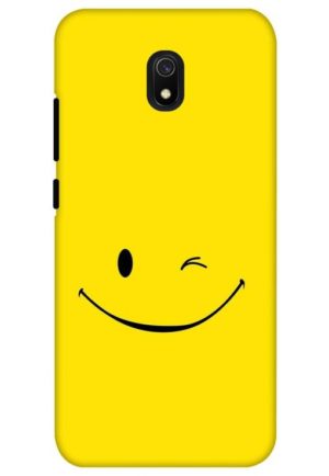 happy smiley printed designer mobile back case cover for redmi 8a