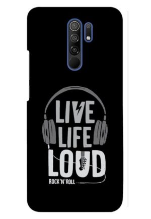 live life loud printed designer mobile back case cover for redmi 9 prime - poco m2