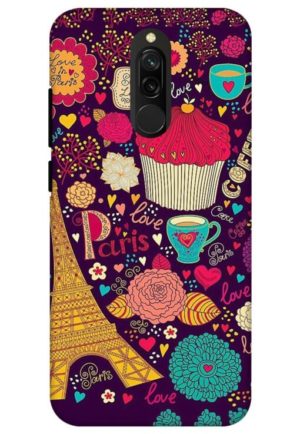 love paris printed designer mobile back case cover for redmi 8