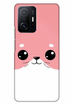 minimal pink piggy printed designer mobile back case cover for mi 11t - 11t pro