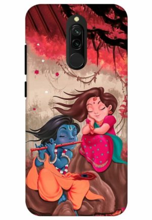 radhe krishna printed designer mobile back case cover for redmi 8