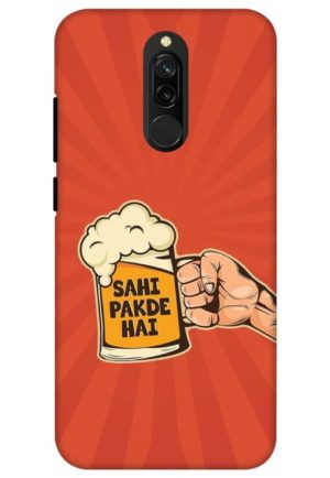sahi pakde hai beer glass funny quote printed designer mobile back case cover for redmi 8