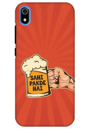 sahi pakde hai beer glass funny quote printed designer mobile back case cover for redmi note 7