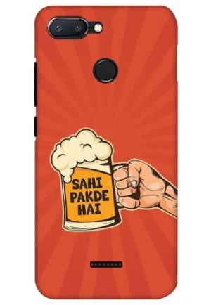 sahi pakde hai beer mug funny quote printed designer mobile back case cover for Xiaomi Redmi 6