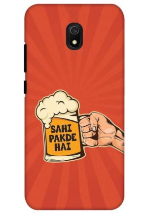 sahi pakde hai funny quote printed designer mobile back case cover for redmi 8a