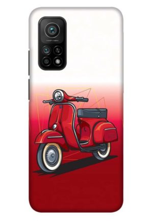 scooter red printed designer mobile back case cover for mi 10t - mi 10t pro