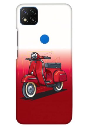 scooter red vector printed designer mobile back case cover for redmi 9 - redmi 9 activ - redmi 9c - redmi 10a - poco c31