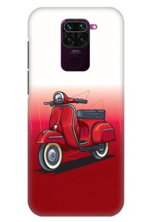 scooter red vector printed designer mobile back case cover for redmi note 9