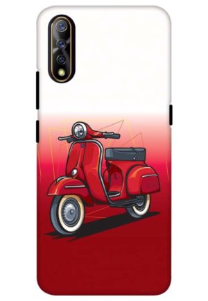 scooter red vector printed mobile back case cover for vivo s1, vivo z1x