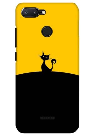 yellow black cat printed designer mobile back case cover for Xiaomi Redmi 6