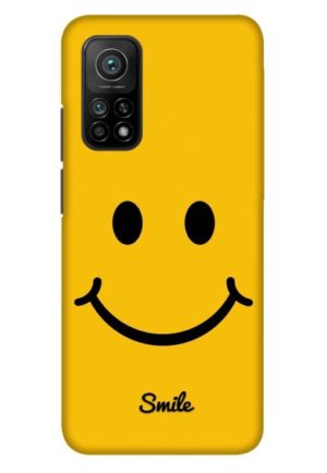 yellow smiley printed designer mobile back case cover for mi 10t - mi 10t pro