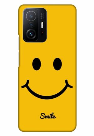yellow smiley printed designer mobile back case cover for mi 11t - 11t pro
