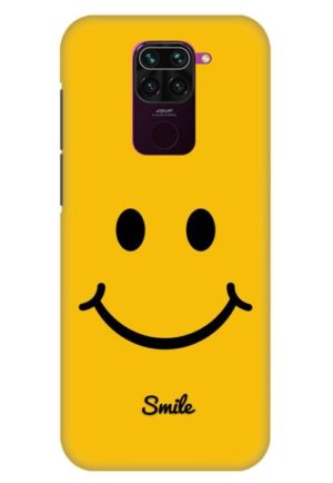 yellow smiley printed designer mobile back case cover for redmi note 9