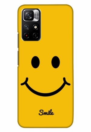 yellow smiley printed designer mobile back case cover for xiaomi redmi note 11t 5g - poco M4 pro 5g