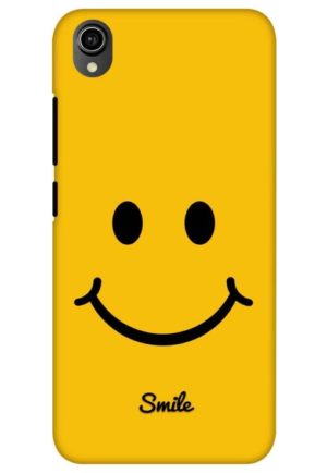 yellow smiley printed mobile back case cover for vivo y90, vivo y91i