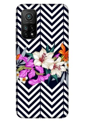 zigzag flower printed designer mobile back case cover for mi 10t - mi 10t pro