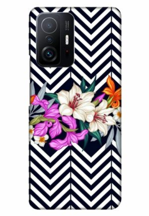 zigzag flower printed designer mobile back case cover for mi 11t - 11t pro