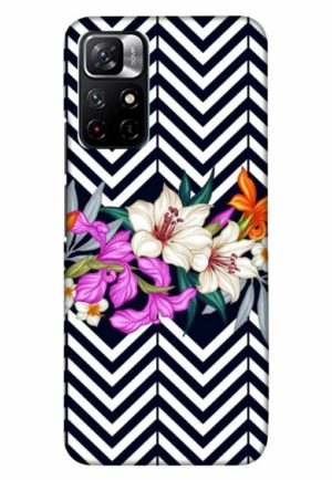 zigzag flower printed designer mobile back case cover for xiaomi redmi note 11t 5g - poco M4 pro 5g