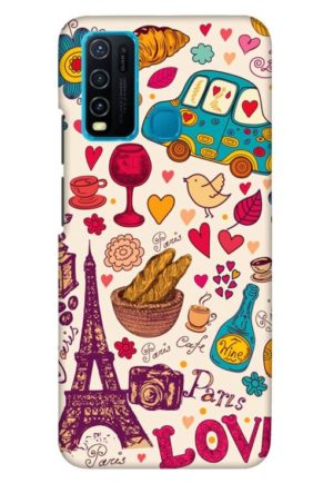 beautifull paris love printed mobile back case cover for vivo y30 - vivo y50