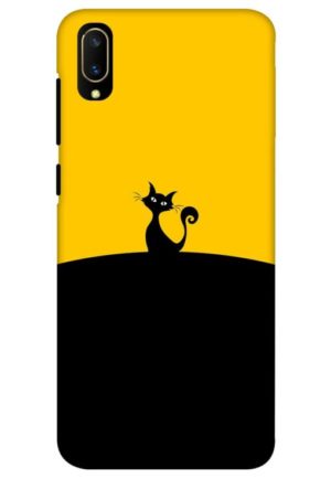 black yellow cat printed mobile back case cover for vivo Y11 pro
