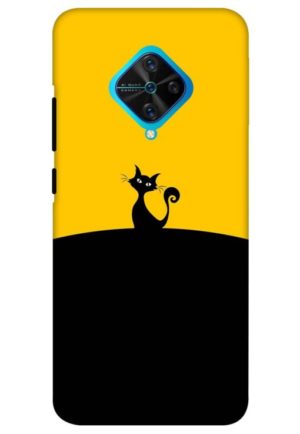 black yellow cat printed mobile back case cover for vivo s1 pro