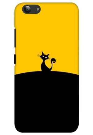 black yellow cat printed mobile back case cover for vivo y53 - vivo y53i