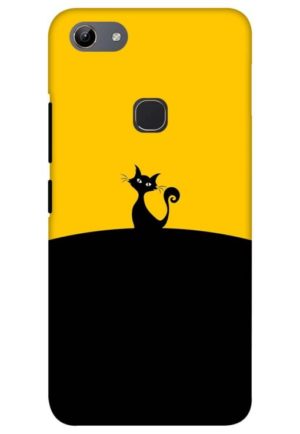 black yellow cat printed mobile back case cover for vivo y81 - vivo y83