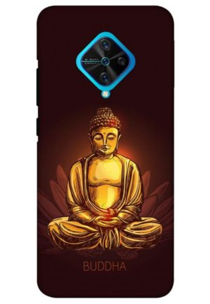 brown bhudha printed mobile back case cover for vivo s1 pro
