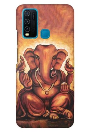 brown ganpati printed mobile back case cover for vivo y30 - vivo y50