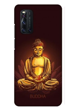 brown golden bhuddha printed mobile back case cover for vivo V19