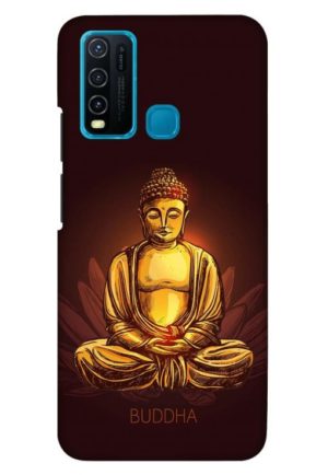 brown golden bhudha printed mobile back case cover for vivo y30 - vivo y50