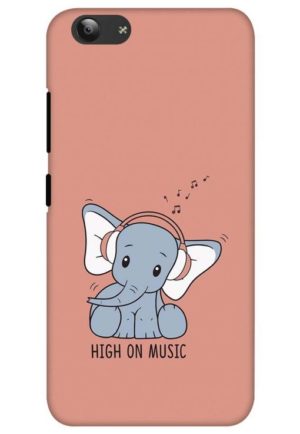 cute baby elephent high on music printed mobile back case cover for vivo y53 - vivo y53i