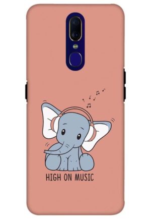 cute baby elephent listning music printed mobile back case cover for oppo f11