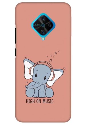 cute baby elephent listning to music printed mobile back case cover for vivo s1 pro