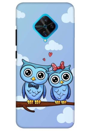 cute owl couple printed mobile back case cover for vivo s1 pro